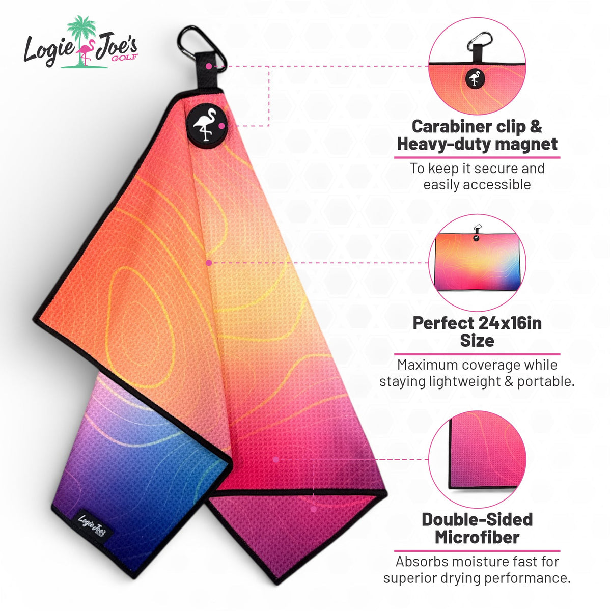 Logie Joe’s Fossil Magnetic Golf Towel — 24 × 16 in